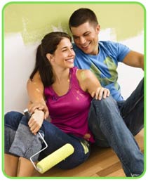 picture of young couple decorating new home for motts mortgage first time buyer page