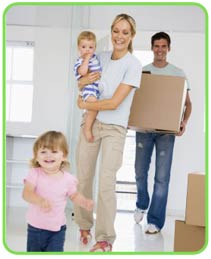 picture of young family moving home for motts mortgage moving home page